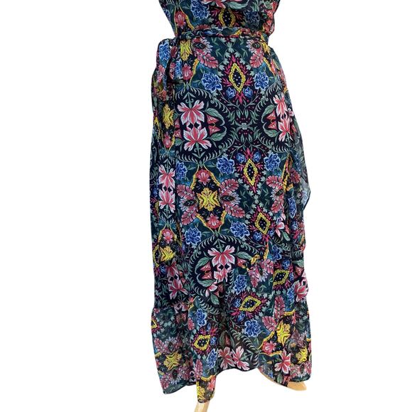 Rebecca Minkoff Midi Dress Med NWT Floral Chiffon True Wrap Ruffled Boho Coastal - Picture 3 of 16